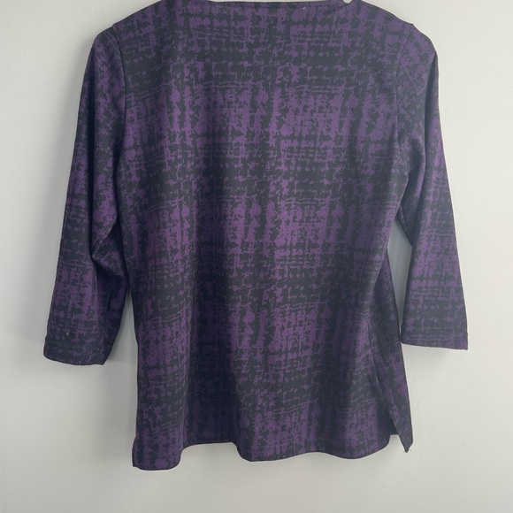 Croft & Barrow Purple/Black 3/4 Sleeve Top w/Rhinestones PS - Picture 2 of 3